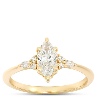 Marquise Diamond Engagement Ring, 9/10 Carat Total Weight, 14K Yellow Gold