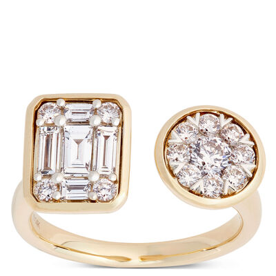 Open Center Diamond Cluster Ring, 14K Two-Tone Gold