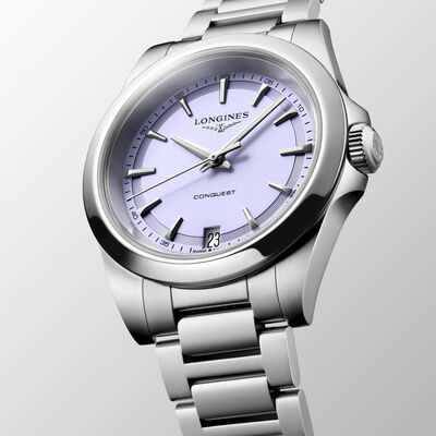 Longines Conquest Purple Dial Watch, 34mm