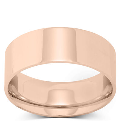 Rose Gold Polished Pipe Comfort Fit 8mm Band 18K
