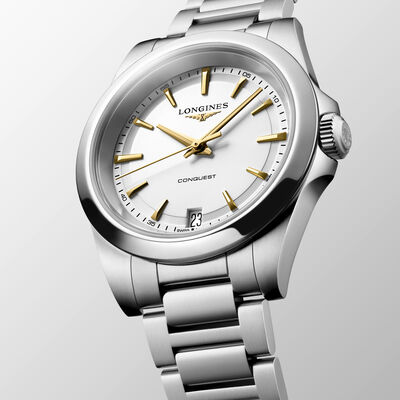Longines Conquest White Dial Watch, 34mm