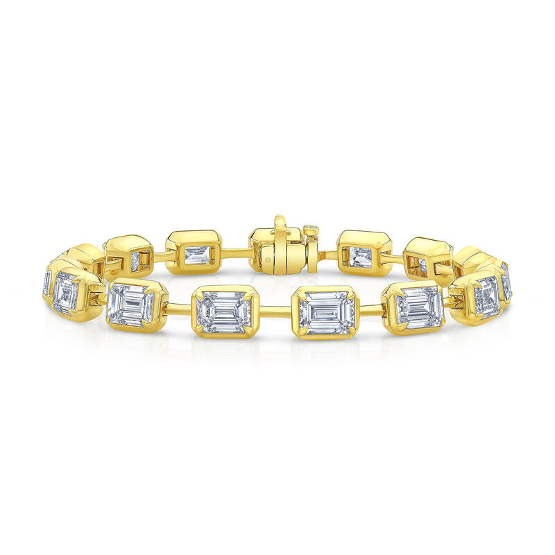 Emerald Cut Diamond Bracelet, 18K Yellow Gold image number 0