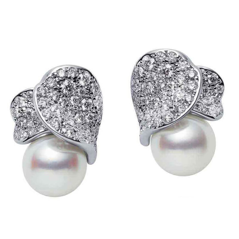 Mikimoto Akoya Cultured Pearl & Diamond Earrings 18K, 7.5mm image number 0