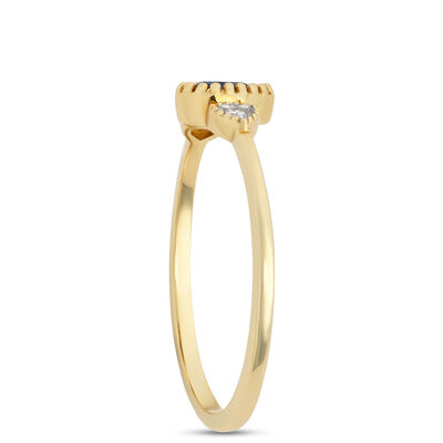 Pear Shaped Sapphire Ring with Accent Diamonds, 14K Yellow Gold