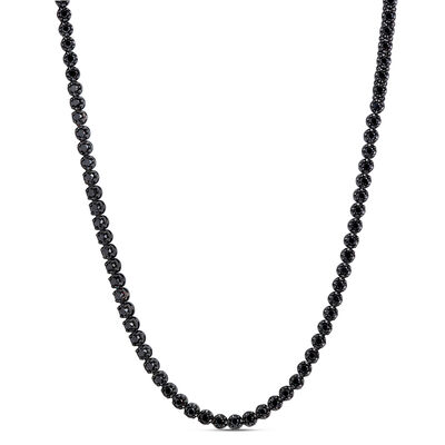 24-Inch Black Diamond Necklace, Rhodium Sterling Silver