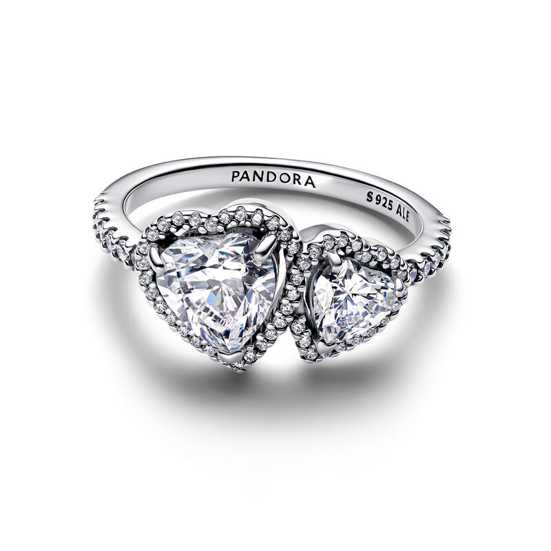 Pandora Sparkling Halo Hearts Ring image number 2