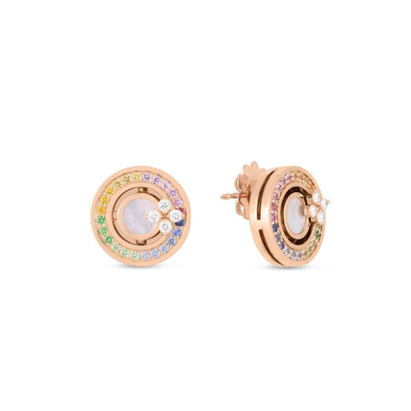 Roberto Coin Diamond and Sapphire Love in Verona Stud Earrings in 18K Rose Gold