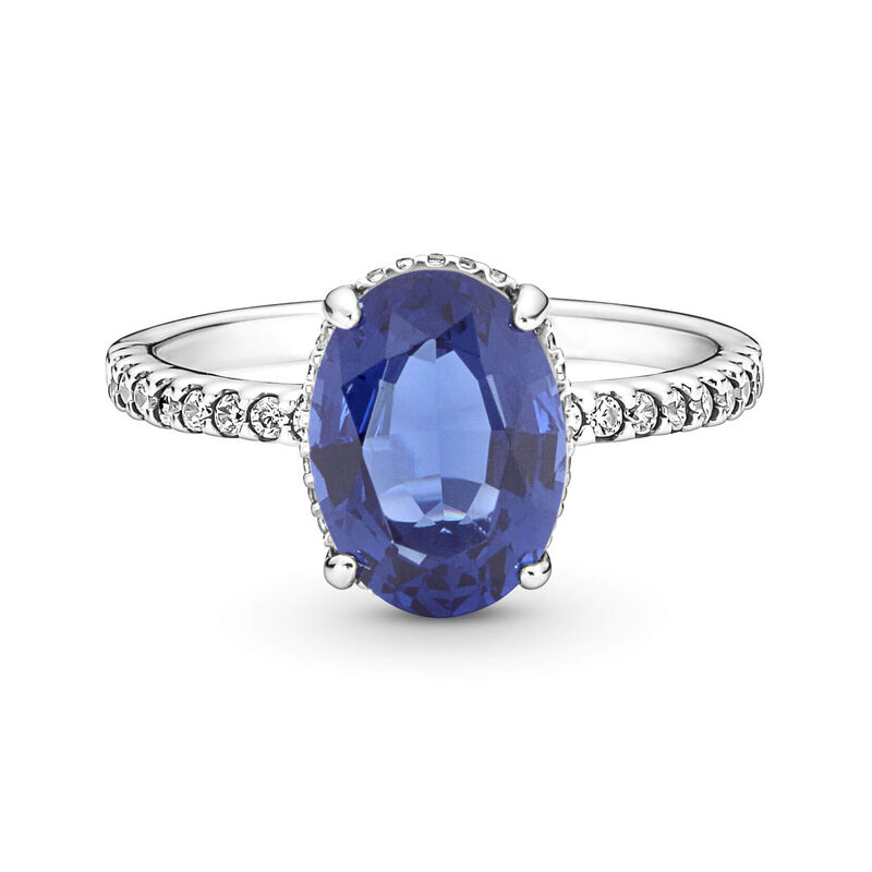 Pandora Sparkling Blue Crystal Statement CZ Halo Ring image number 2