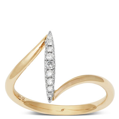 Diamond Geometric Two-Tone Ring 14K Yellow Gold