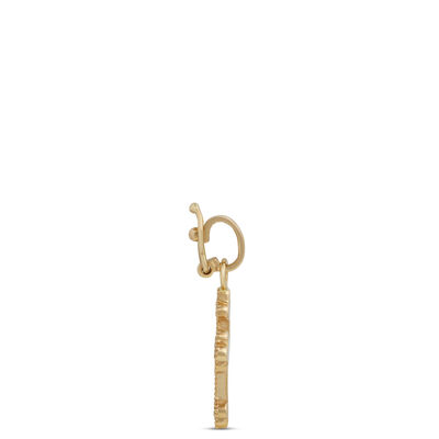 Classic Textured Cross Charm with Diamonds, 1/10 Carat Total Weight, 14K Yellow Gold