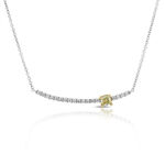 Yellow & White Diamond Arc Necklace 14K