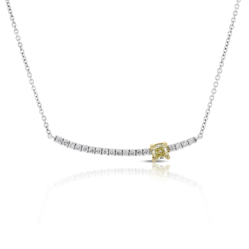 Yellow & White Diamond Arc Necklace 14K image number 1