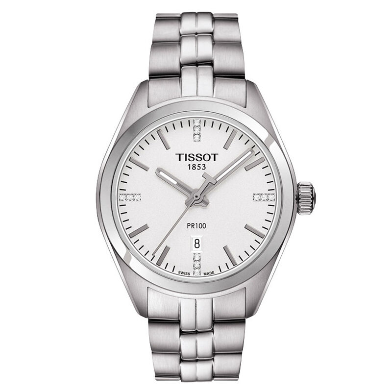 Tissot PR 100 Lady Diamond Silver Dial Quartz Watch, 33mm image number 1