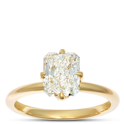 Radiant Cut Solitaire Diamond Engagement Ring, 18K Yellow Gold Size 6.5