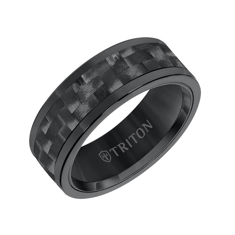TRITON Contemporary Comfort Fit Carbon Fiber Band in Black Tungsten, 8 mm image number 1