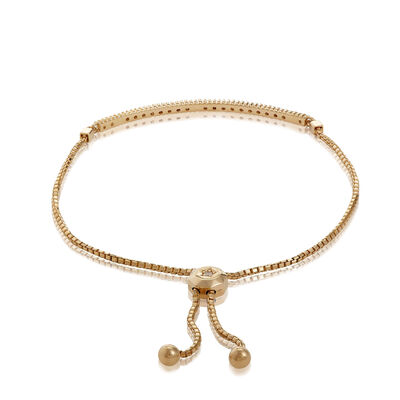 Diamond Bar Bolo Bracelet 14K