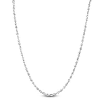 Bold Hollow Rope Link Necklace, 14K White Gold