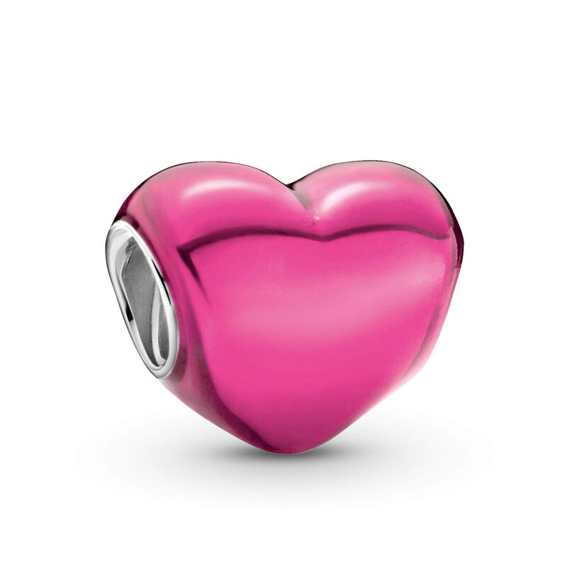 Pandora Metallic Pink Enamel Heart Charm image number 0