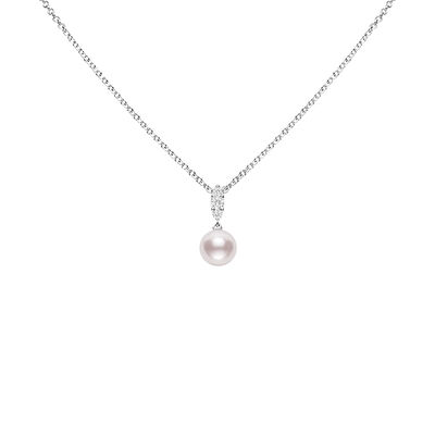 Mikimoto Morning Dew Akoya Cultured Pearl and Diamond Pendant, 18K White Gold