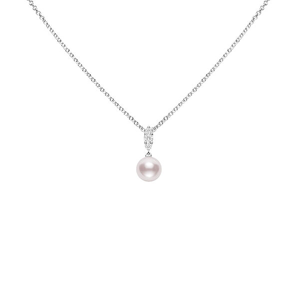 Mikimoto Morning Dew Akoya Cultured Pearl and Diamond Pendant, 18K White Gold