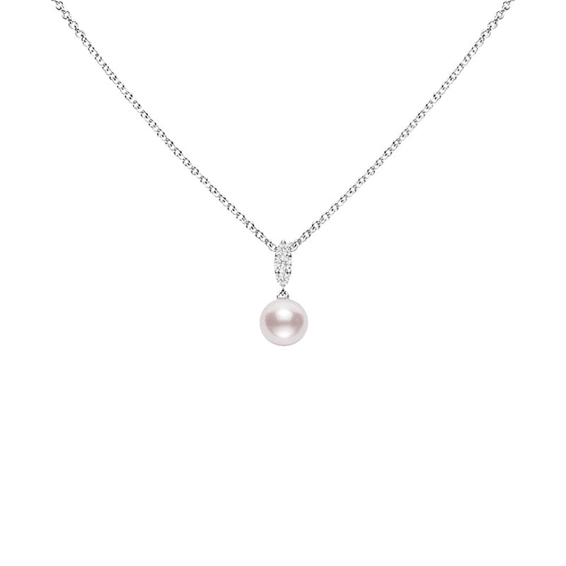 Mikimoto Morning Dew Akoya Cultured Pearl and Diamond Pendant, 18K White Gold image number 0