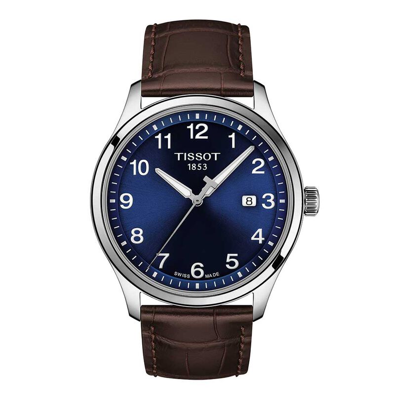 Tissot Gent XL Classic Blue Dial Leather Steel Watch, 42mm image number 1