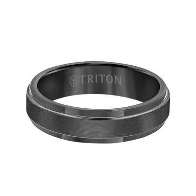 TRITON Contemporary Comfort Fit Satin Finish Band in Black Tungsten, 6 mm&nbsp;