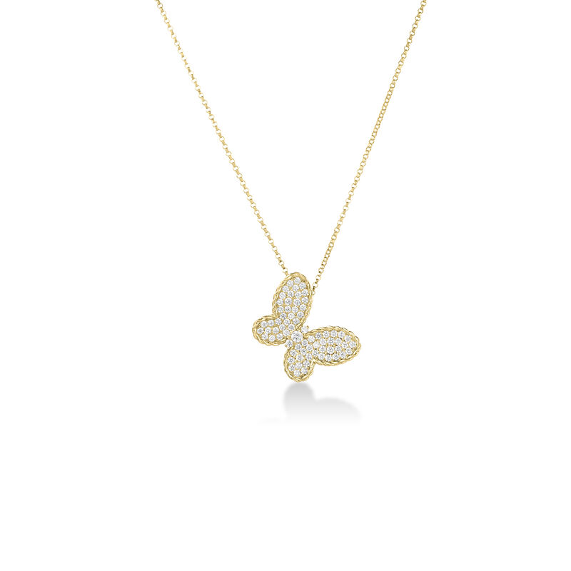 Roberto Coin 18K Yellow Gold Jasmine Pav&eacute; Diamond Butterfly Necklace image number 0