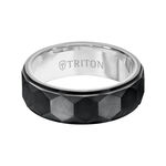 TRITON Contemporary Comfort Fit Faceted Hexagon Band in Tungsten, 7 mm