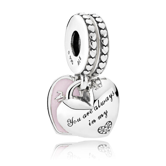 Pandora Mother & Daughter Hearts, Enamel & CZ Dangle Charm ...