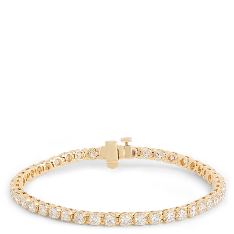 Classic Round Diamond Tennis Bracelet, 5 Carat Total Weight, 14K Yellow Gold image number 0