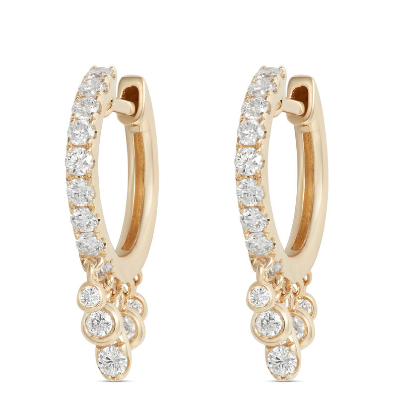Hoop Diamond Dangle Earrings, 14K Yellow Gold image number 0