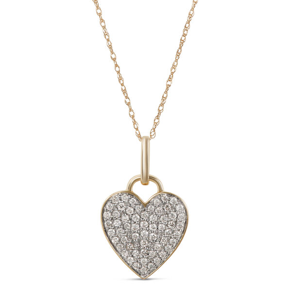 Cluster Diamond Heart Pendant, 14K Yellow Gold