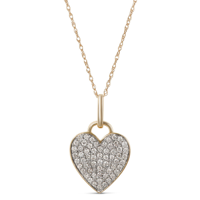 Cluster Diamond Heart Pendant, 14K Yellow Gold image number 0