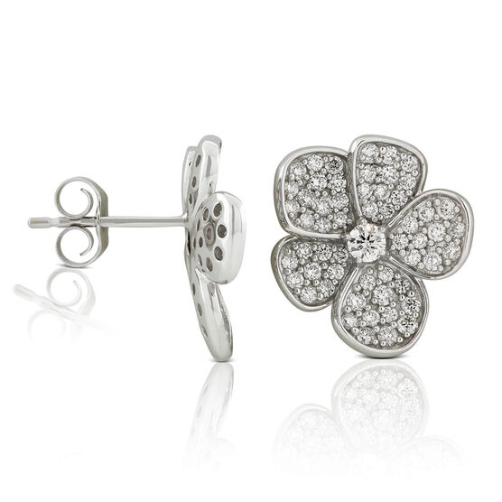 Five Petal Pavé Diamond Flower Stud Earrings 14K Ben Bridge Jeweler