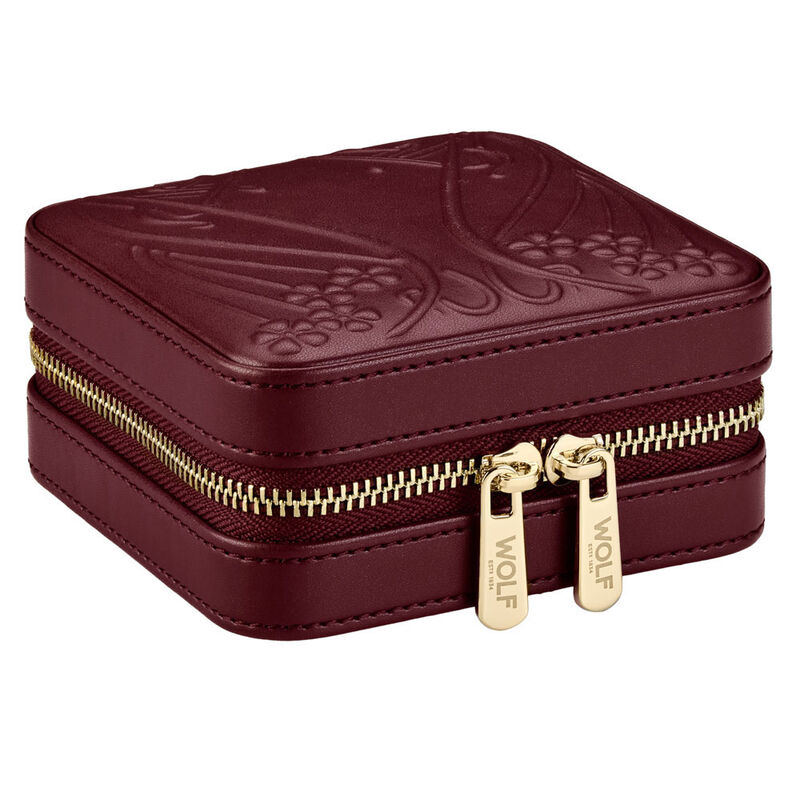 WOLF X LIBERTY Ianthe Small Travel Jewelry Zip Case - Burgundy image number 2