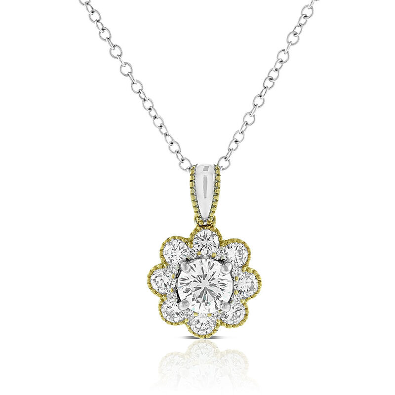 Ben Bridge Signature Diamond Two-Tone Floral Necklace 18K image number 0