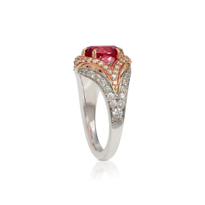 Rose Gold Oval Pink Spinel & Diamond Two-Tone Ring 14K image number 1