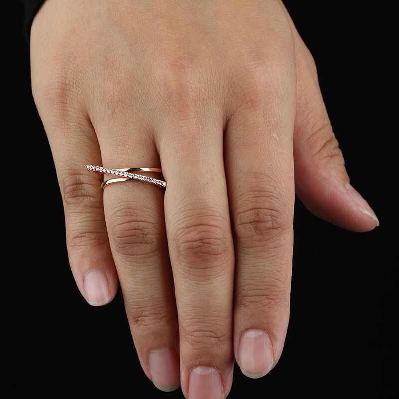 Rose Gold Diamond Overpass Ring 14K image number 2