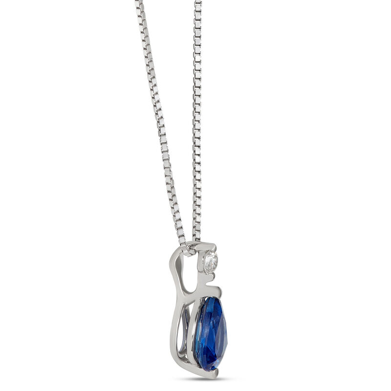 Pear Sapphire & Diamond Necklace 14K image number 2