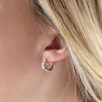Diamond Huggie Hoop Earrings 14K
