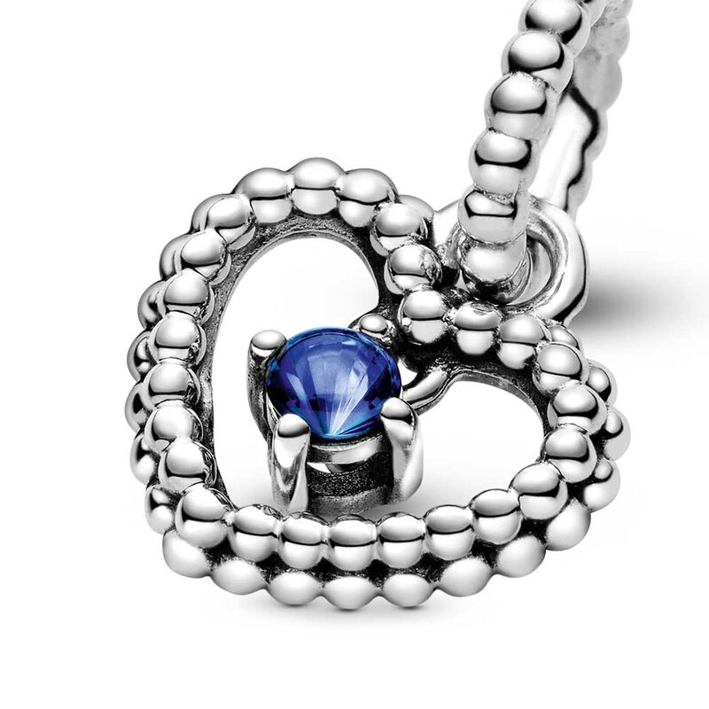 Pandora Sea Blue Crystal Beaded Heart Dangle Charm image number 4