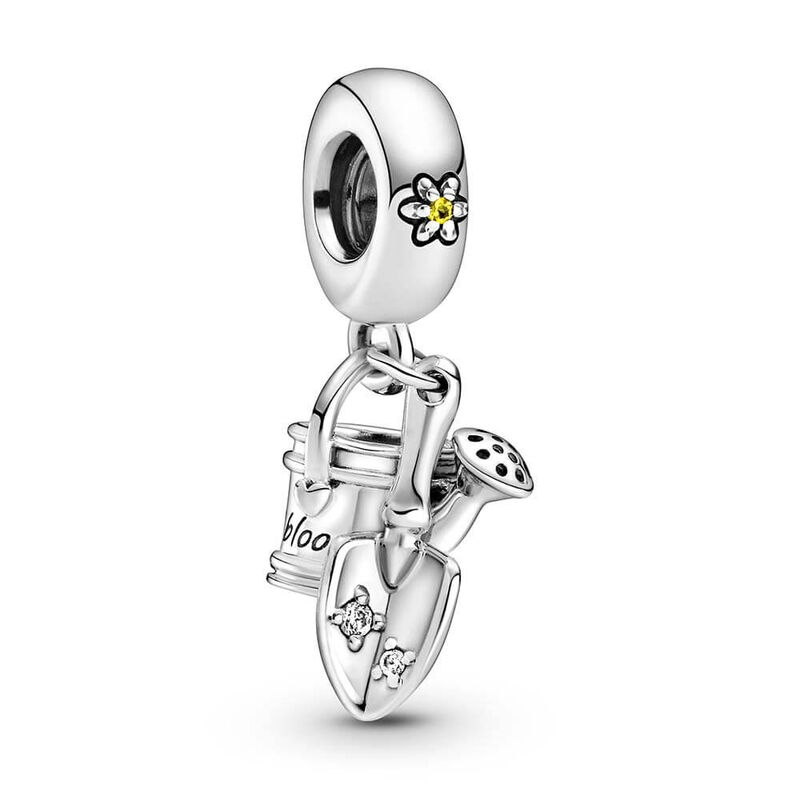 Pandora Watering Can & Trowel Crystal & CZ Dangle Charm image number 1