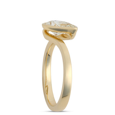 Modern Pear Shaped Diamond Bypass Ring, 1 &frac12; Carat, 18K Yellow Gold