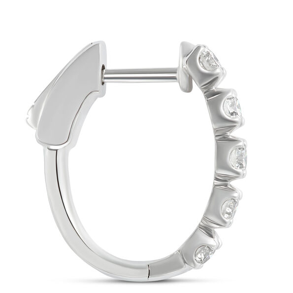 Oval Hoop Diamond Earrings, 14K White Gold