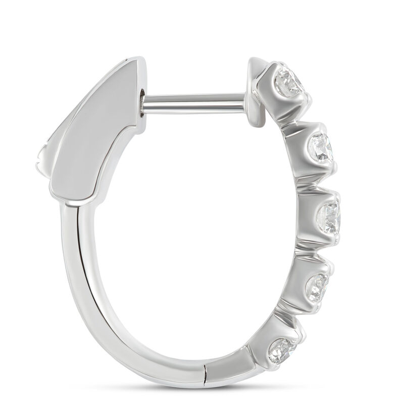 Oval Hoop Diamond Earrings, 14K White Gold image number 1