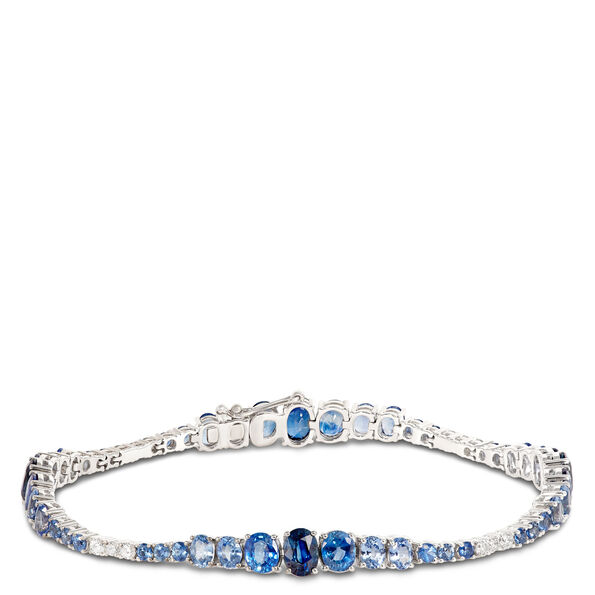 Ombre Blue Sapphire and Diamond Bracelet, 14K White Gold