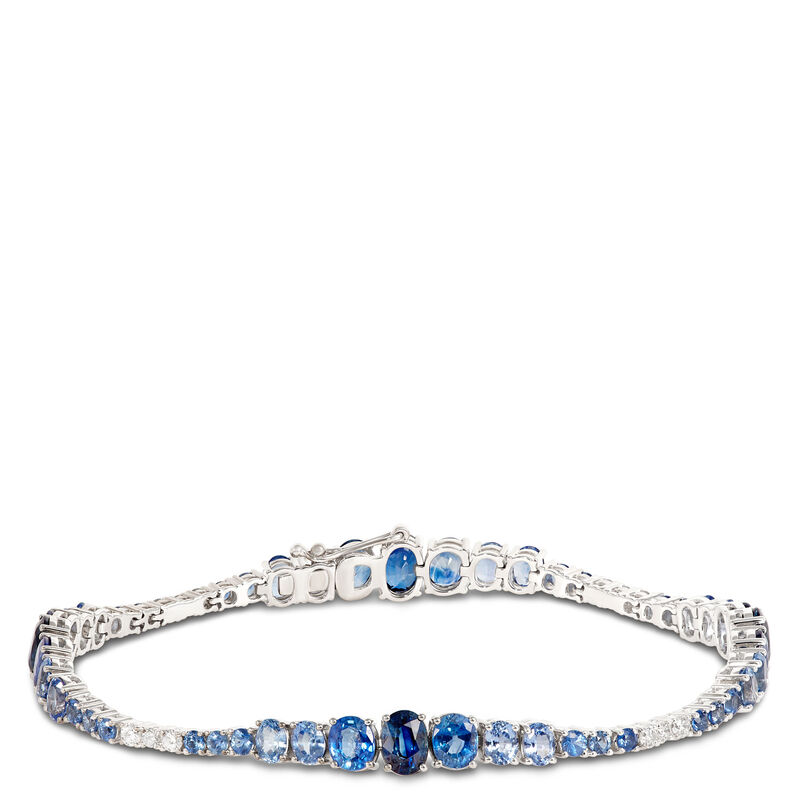 Ombre Blue Sapphire and Diamond Bracelet, 14K White Gold image number 0