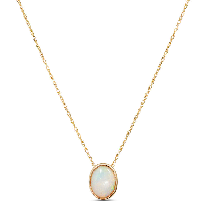 Oval Opal Pendant Necklace, 14K Yellow Gold image number 0