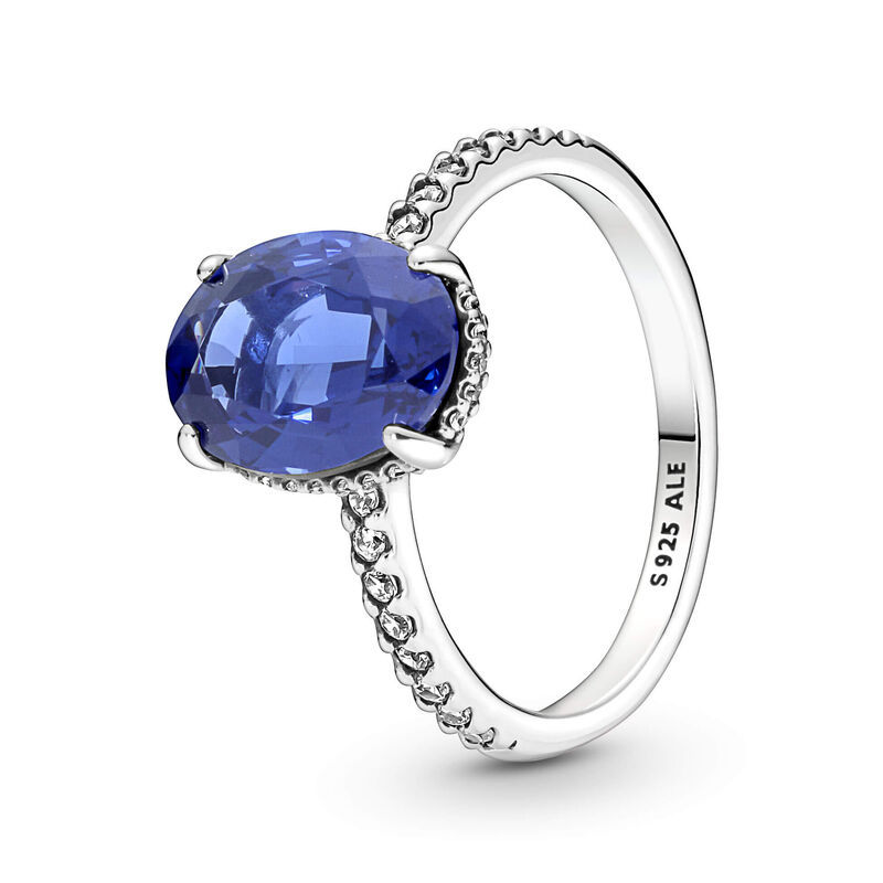 Pandora Sparkling Blue Crystal Statement CZ Halo Ring image number 0